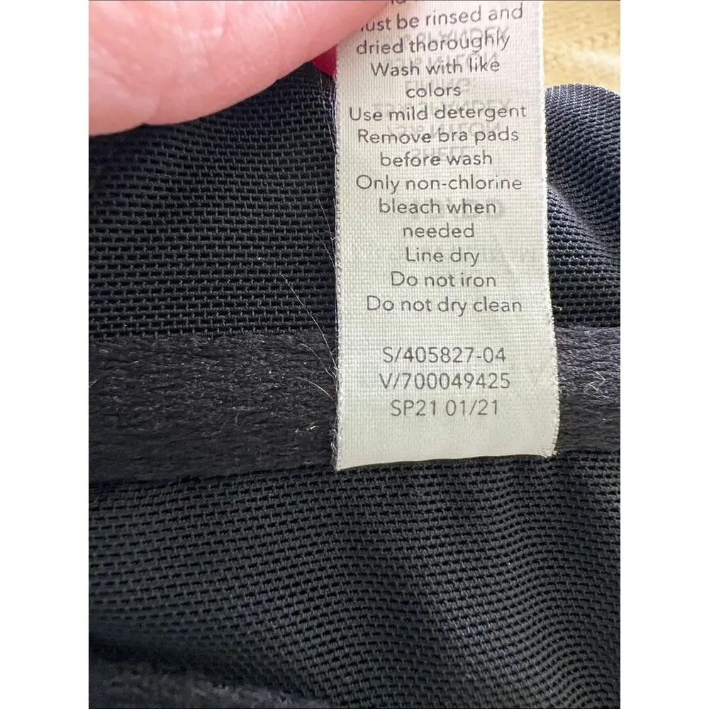Athleta Women's Maldives High Neck Swim Bikini Top in Black Size 34D/DD